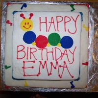 Emma's Birtday Cake Two tiered cake. Bottom is 16x16, top is 12x12. First time I have attempted this. My fondant ended up really dry, but I went with it...