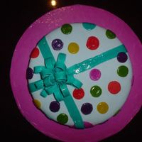 Birthday Cake the bow is made from pastillage, vanilla and cajeta cake, vanilla fondant