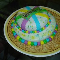 A Tea Party Cake (Colorful) It's all made in MMF. French vanilla cake with dulce de leche (it's similar to caramel).