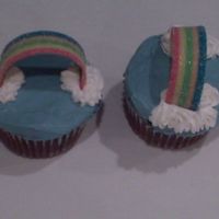 Rainbow Cupcakes Airheads Extreme candy strips for the rainbows. You cut the strips in half and you get about 16 rainbows from one package of Airheads....