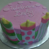 Baby Bottles Cake made to match shower invitation.