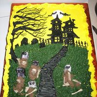 Creepy Graveyard Haunted House Cake 