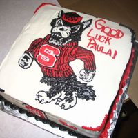 Ncsu! even the inside was red, white and black! red velvet and white cake with black chocolate icing!GO STATE!