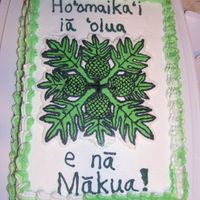 Hawaiian 'ulu (Breadfruit) Fbct It's a cake of firsts for me...first fbct, first time writing, first time trying striping technique, first time decorating 9x13!...