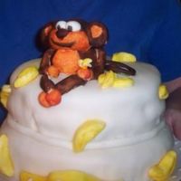 Sweet 16 Monkey Cake With Bananas Made this for my daughters sweet !6. First time I have ever done marshmallow fondant. The cake was sour cream pound cake with a crumb coat...