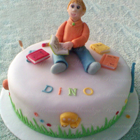 Dino`s Cake Back To School cake for my nephew Dino. Everything made out of fondant...Thanks for looking!