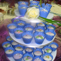 Violet Cupcakes Vanilla cupcakes with chocolate filling then covered in fondant. Decorations were made from modeling paste. They were little beet to big...