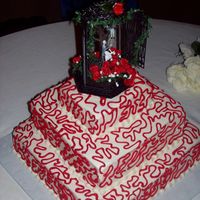 Red Lace Wedding cake for a friend!