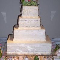 My Very First Wedding Cake I made this cake for a good friend's wedding, one I was also in... All buttercream with rhinestone banding around the bottom and third...