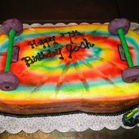 Skate Board This tie dye thing is pretty popular. BC icing airbrushed. MMF covered donut wheels.