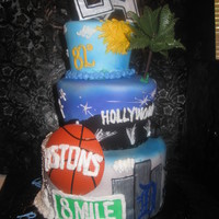 Motown To La This was a going away cake for man being transfered to California for work. The sizes were 9" 7" and 5". It was covered in...