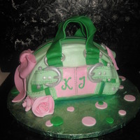 Pink And Green Handbag Strawberry cake with mmf.