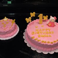 One Year Old Birthday Hello Kitty cake, very simple and small.