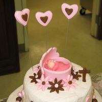 Baby Shower Topper Better view of the topper I made for my pink and brown baby shower cake.