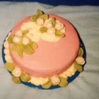 80Th Birthday Topper pink with fondant roses and leaves