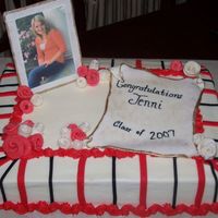 Graduation Cake This was the last of the 3 graduation cakes I had to make for the same party. Edible image plaque, special thanks to missyek for walking me...