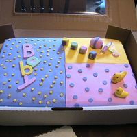 Baby Cake Fondant cake with fondant decorations. Thanks to all the other wonderful cakes that gave me inspiration:)