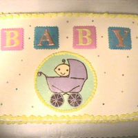 Baby Buggy BC sheet cake with chocolate transfer baby buggy. Thanks for looking:)