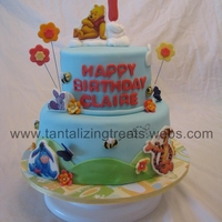 Winnie The Pooh Winnie the pooh for a first birthday.. edible i mage plaques for the characters, all fondant accents.