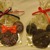 Mickey And Minnie Short bread cookies with dark chocolate, and fondant bow