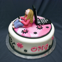 Text Messaging Birthday This was a birthday cake for a 12yo girl who loves to text message. 10" cake, covered in Fondarific. Topper is all fondant.