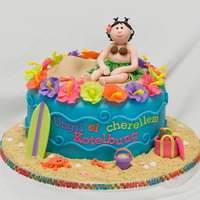 Mallary's 1St Birthday Island Princess birthday cake for a 1yo. 8" cake, everything edible but the ribbon around the base. May have lost my mind on this one...