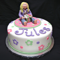 Jules Birthday cake for a 7yo little girl. 10" cake. Topper is all fondant.