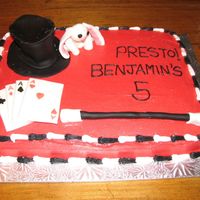 Brandon_And_Superman_2357.jpg I made this for my son's fifth birthday -- he had a magic party. The icing is buttercream and everything else is fondant.