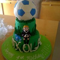 Soccer Cake This is a soccer cake for a good friend little boy turning 4. Thanks for the ideas from CC on the soccer ball. I would do things...