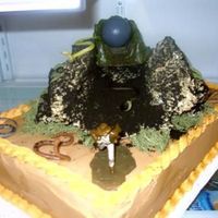 Indiana Jones Had some difficulties with this one. Rice Crispie treats for the cave, covered in chocolate cookie crumbs.