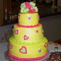 Daughters Bridal Shower Cake White cake with strawberry filing, second layer lemon with raspberry filing and top layer yellow cake with chocolate ganache filling. I...