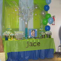 Dessert Table Here is a dessert table decorated for a baby shower. Table consists of chocolate lollipop favors, chocolate covered marshmallow and...