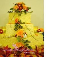Fall Wedding Cake Three tier square buttercream cake with gumpaste flowers