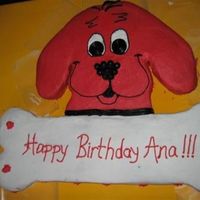 Cliffor And His Dog Bone I made this for my daughter's 3rd Birthday. I used a pattern to cut 4 - 9x13 cakes.