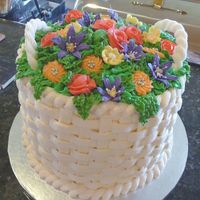 Recreated Wedding Cake This was for a 25th wedding anniversary. This was a replica of the wedding cake they had 25 years ago in brighter colors. All BC with RI...