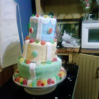 Topsy Turvy Baby Shower Cake My very first attempt at a topsy turvy cake. So many lessons learned that night! All layers were white cake, and each layer had a different...