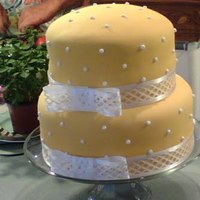 Shannon Yellow Yellow swiss dot cake. 10" and 8"