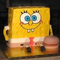 Spong Bob Made this for a boys 5th birthday. It's buttercream with fondant accents. Crabby patty is fondant.
