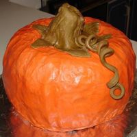 Pumpkin 2 bundt cakes. Buttercream icing with fondant accents.