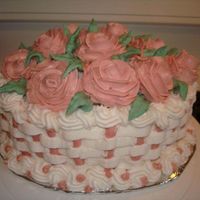 Birthday Cake WASC cake with buttercream and whipped cream roses.