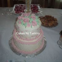 Bridal Shower WASC cake with IMBC frosting. This cake was disaster right from the start, lol. Wasn't paying attention while whipping the meringue,...