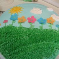 Easter Cake This cake was done with all left overs, leftover cake batter, left over icing, left over fondant cut outs. It turned out pretty cute though...