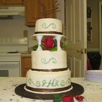 Jim's Wedding Cake This is the wedding cake I made for my nephew and new neice. The only instruction I was given was hunter green, brown and swirls.