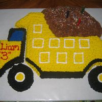 Dump Truck Chocolate chip cookie cake .... Chocolate chip cookie baked in an 11 X 15 pan and cut out by hand. This was my grandson's 3rd birthday...