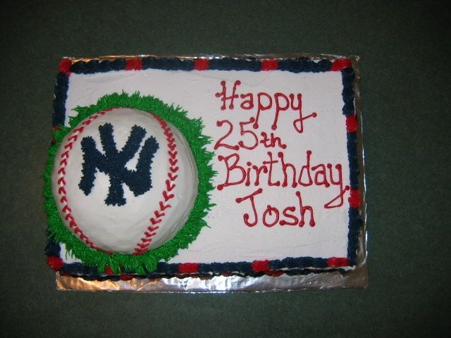 New York Yankees Half ball on top of sheet cake. All buttercream icing.