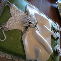 Wedding Dress Cake 13" x 18" Half Sheet Cake -half devil's food cake with mint buttercream filling -half vanilla cake with raspberry...