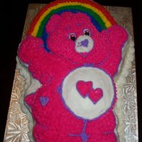 Care Bear Cake My niece was having a Care Bear party and she wanted a pink bear, so I made her thiscake. She loved it!
