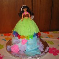 Hula Girl Choc. cake and vanilla cake with buttercream filling. Skirt is BC. Everything else is fondant and gumpaste