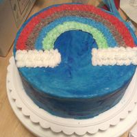 Wilton Class 1 Cake I used a new method with this cake I wanted to give it a marbleized real sky look. I put the coloring on both sides of my knife and mixed...