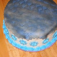 1St Attempt At Fondant Funfetti cake inside, bc icing. white fondant w/patterned tablecloth dusted w/midnight blue lusterdust. (did not like working w/that at all...
